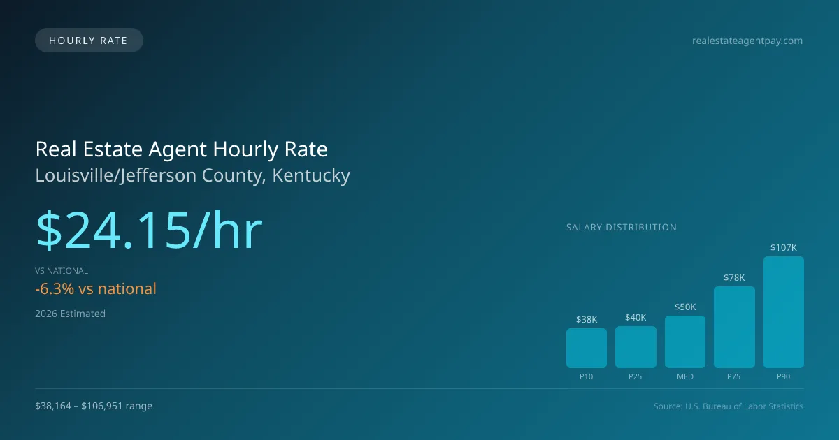 Real Estate Agent Hourly Rate in Louisville/Jefferson County, KY — 2026 est., based on 2025 BLS
