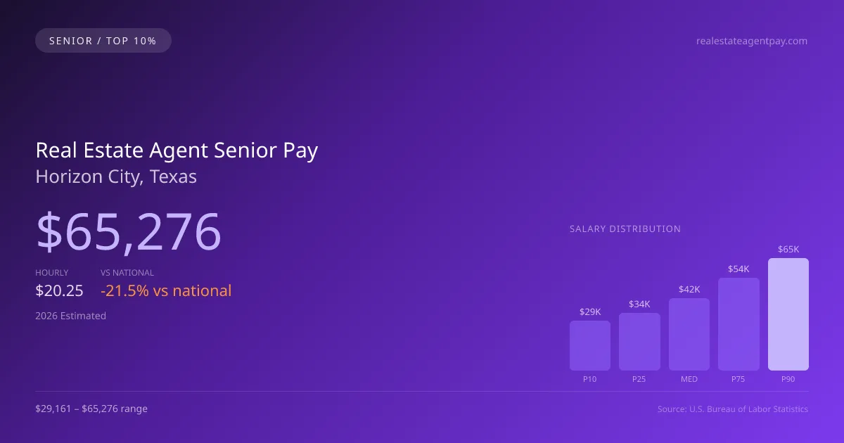 Real Estate Agent Senior Salary in Horizon City, TX — 2026 est., based on 2025 BLS